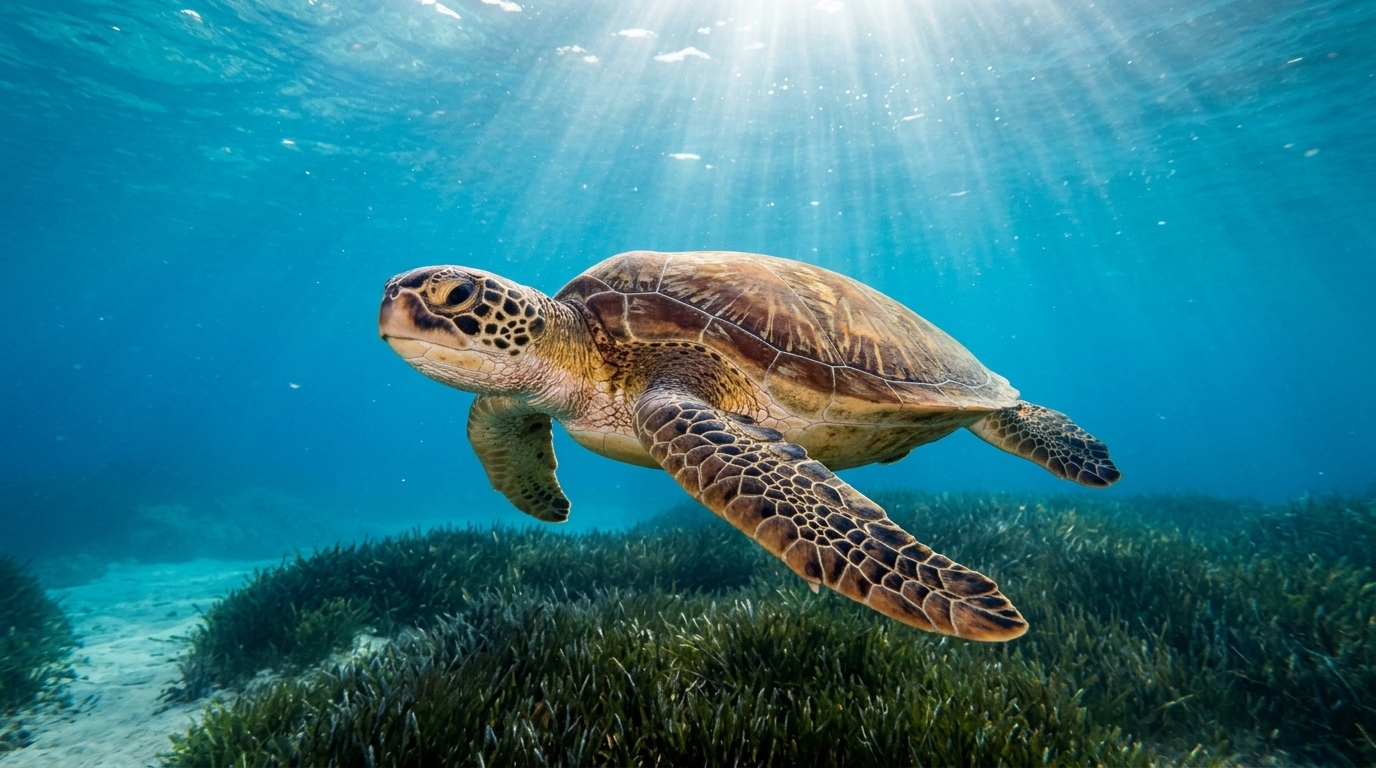 Green sea turtle in North Cyprus waters